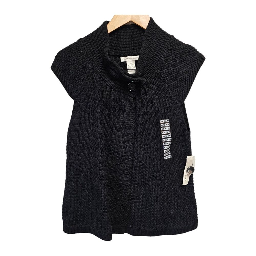 AUGUST SILK Sweater‎ Cap Sleeve Cardigan Chunky Button MEDIUM